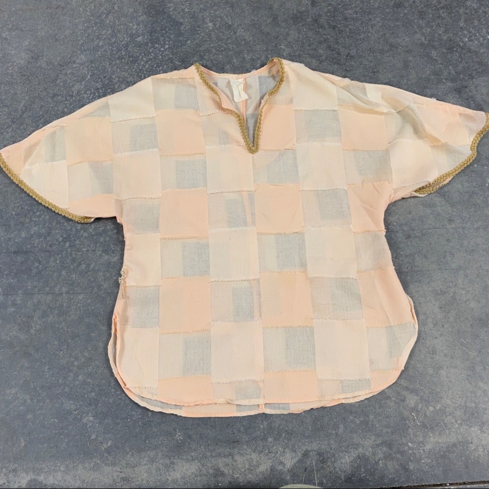 Vintage 50s 60s Patchwork Checkered Blouse Top S? - image 1